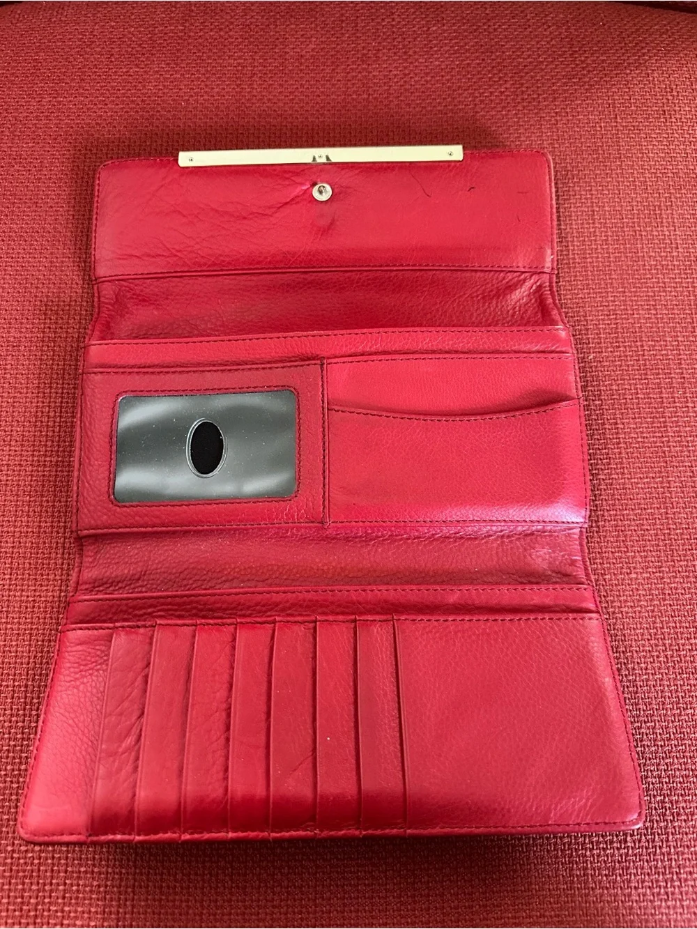 Banana Republic Black Leather Wallet with Gold Bar
